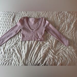 Garage Light Pink Ribbed Crop Top